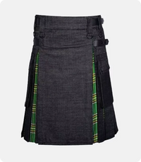 Black Denim Irish Tartan Hybrid Kilt