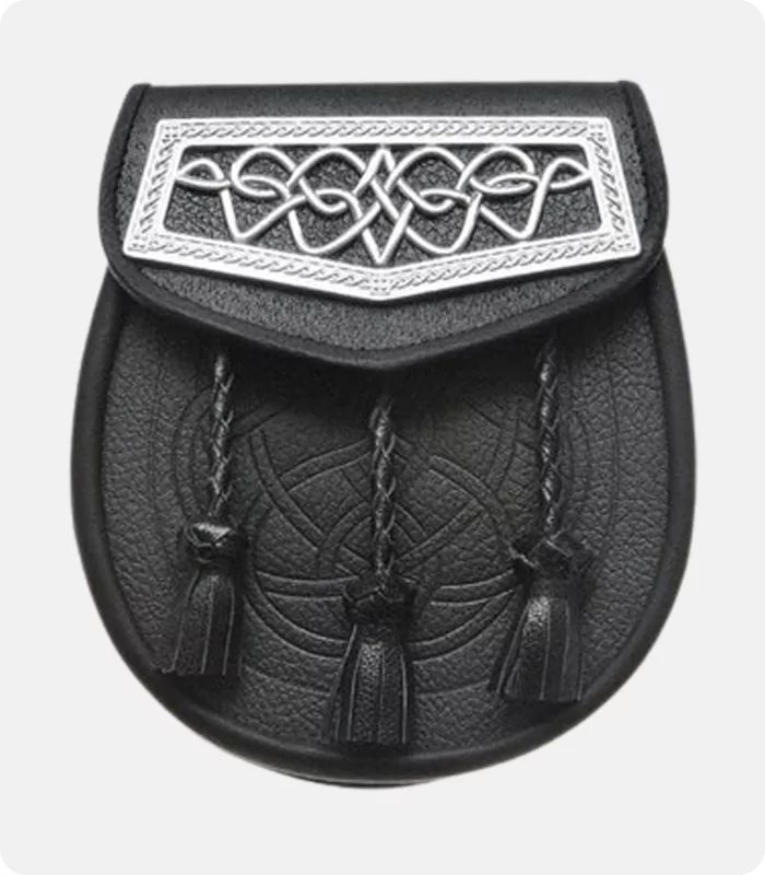 Black Leather Celtic Interweave Plate Sporran