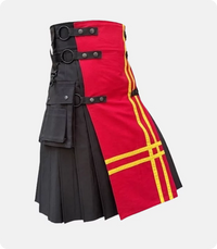 Black Red Fashion Utility Modern Kilt Side