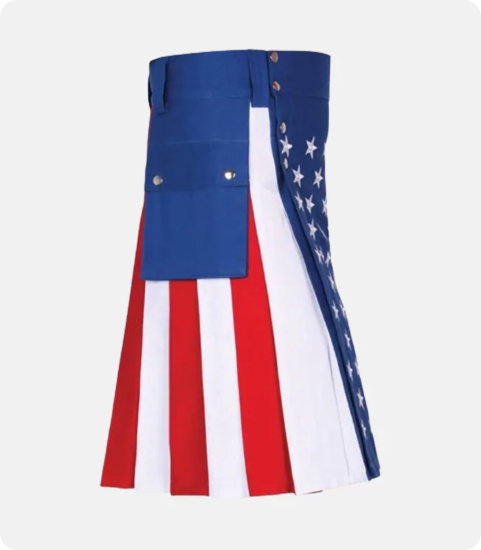 Custom Made American Flag Hybrid Utility Kilt Left Side