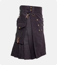 Custom Made Black Deluxe Utility Kilt Side