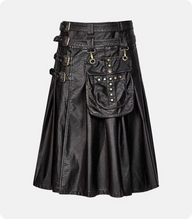 Custom Made Black Leather Gothic Kilt