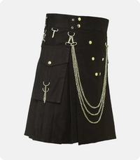 Custom Made Famous Cargo Utility Kilt With Golden Chains Side