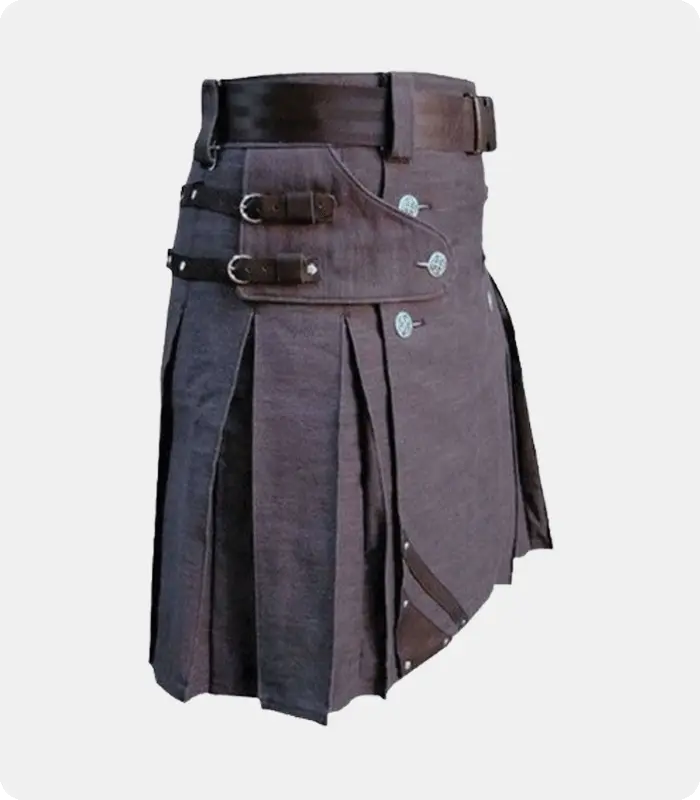 Custom Made Heavy Duty Denim and Leather Kilt