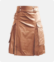 Custom Made Luxurious Stylish Brown Leather Kilt