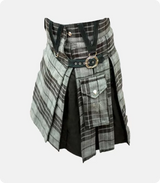 Custom Made Modern Grey Box Pleated Hybrid Kilt