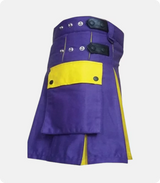 Custom Made Modern Two Tone Kilt Blue and Yellow