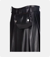 Custom Made Simple Designe Black Leather Kilt Left Side