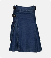 Dark Blue Stylish Denim Kilt