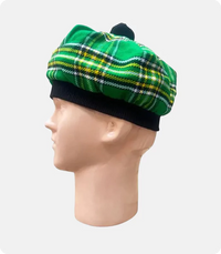 Irish Green Tartan Tam O Shanter Hat Left Side