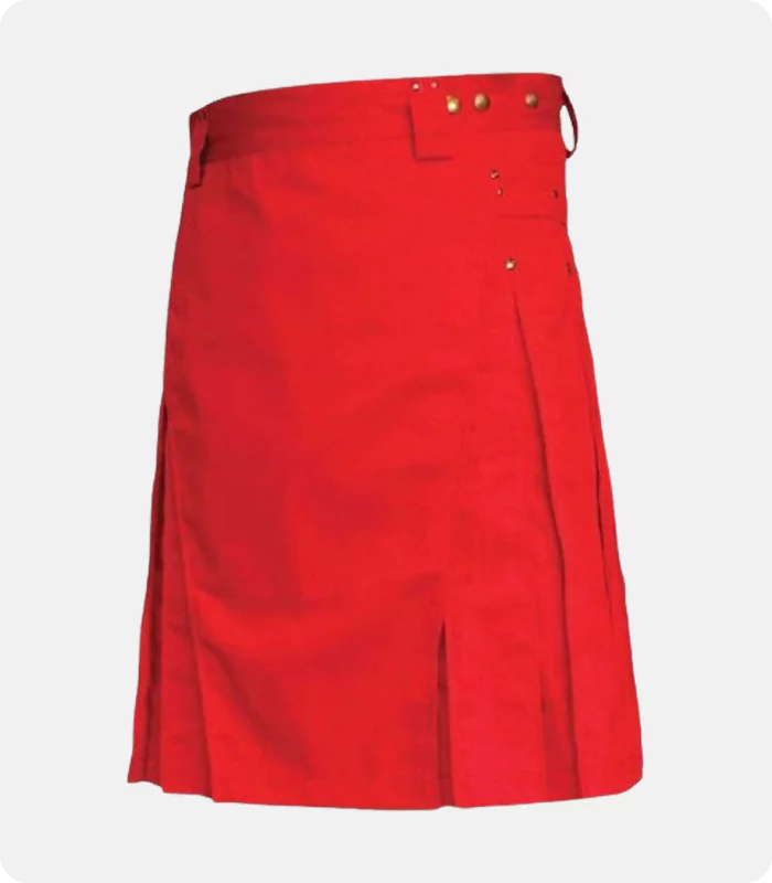 Red Color Latest Stylish Mens Utility Kilt