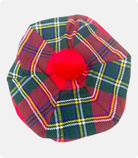 Red Royal Stewart Tartan Tam O Shanter Hat